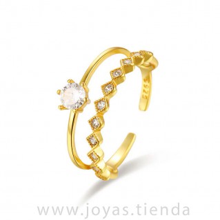 Anillo Doble Circonitas Rombo