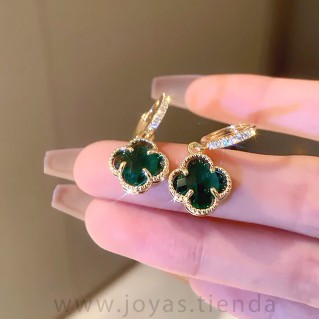 Pendientes Aro con Trébol Verde