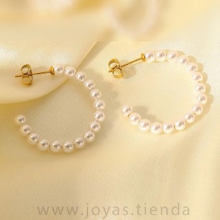 Pendientes de Aro con Perlas 3cm detalle