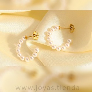 Pendientes de Aro con Perlas 1cm detalle