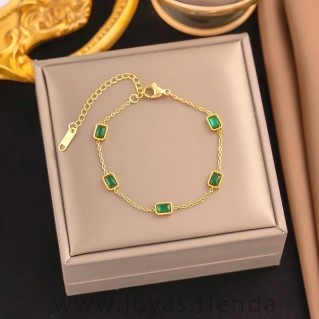 Pulsera de Adornos Verdes Rectangulares