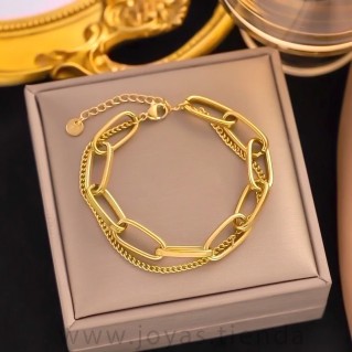 Pulsera de Cadena Dorada Doble