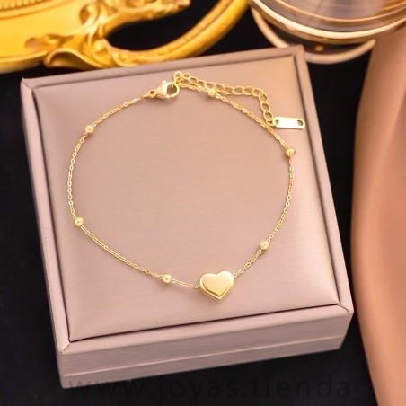 Pulsera de Corazón con Bolitas