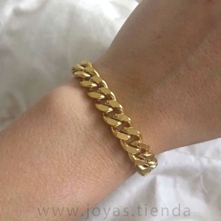 Pulsera de Cadena Acero Dorada 1 cm por 16 cm