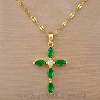 Cadena con Colgante Cruz Verde