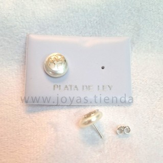 Pendientes Plata de Ley Perlas Árbol de la Vida Detalle