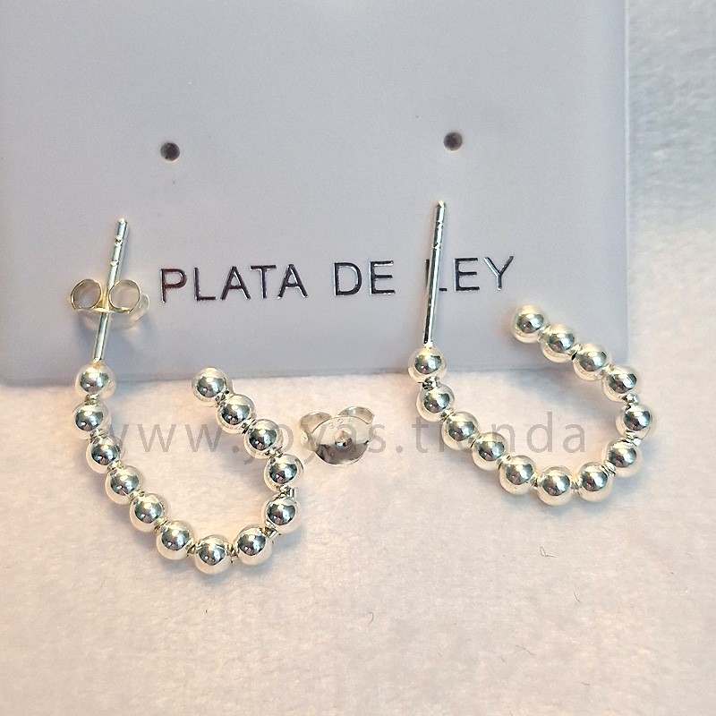 Pendientes Plata de Ley Aro Bolitas Ovalado