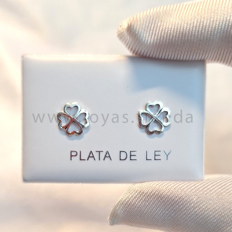 Pendientes Plata de Ley Trébol de la Suerte Guante