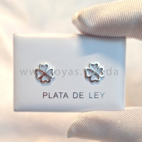 Pendientes Plata de Ley Trébol de la Suerte