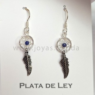 Pendientes Plata de Ley Atrapasueños Azul detalle