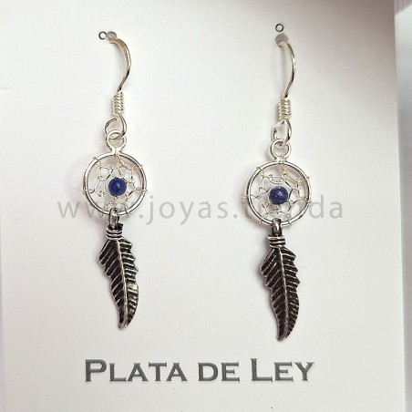 Pendientes Plata de Ley Atrapasueños Azul