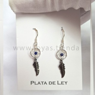 Pendientes Plata de Ley Atrapasueños Azul guante