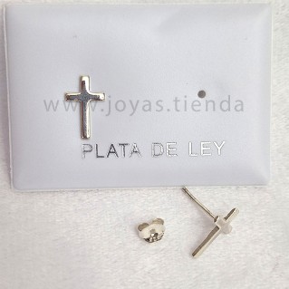 Pendientes Plata de Ley Cruz detalle