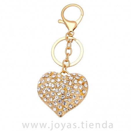 Llavero Corazón Dorado Circonitas