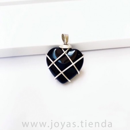 Colgante Corazón Piedra Natural Obsidiana