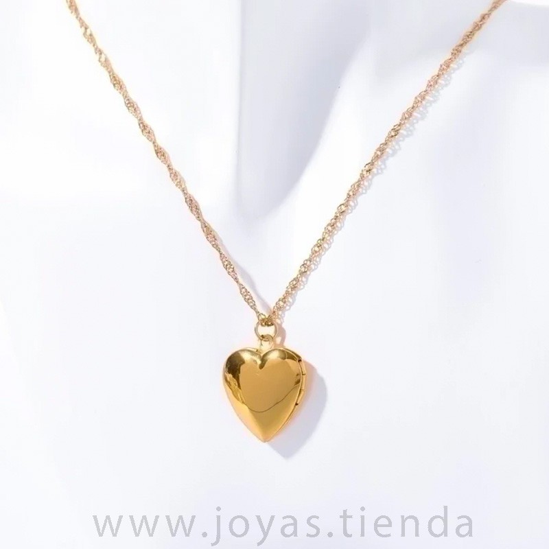 Collar Corazón Portarretratos Dorado Collar Corazón Portarretratos Dorado