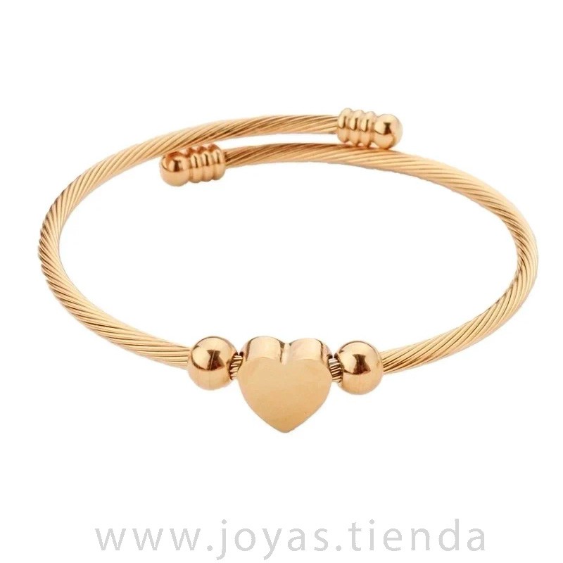 Pulsera Corazón Dorado Acero