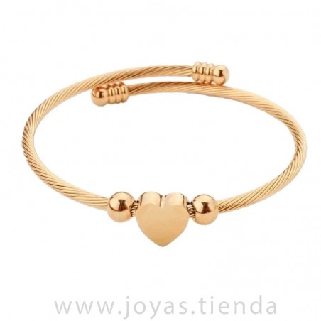 Pulsera Corazón Dorado Acero