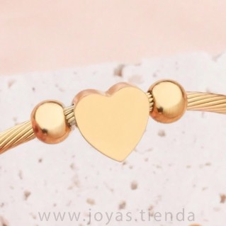 Pulsera Corazón Dorado Acero detalle