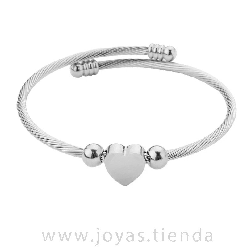 Pulsera Corazón Plateado Acero