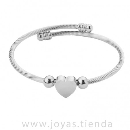 Pulsera Corazón Plateado Acero