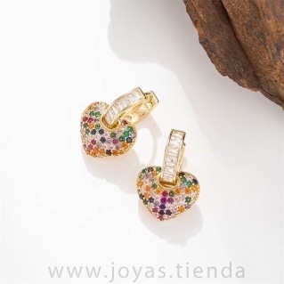 Pendientes Aro Corazón Multicolor