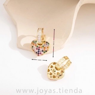 Pendientes Aro Corazón Multicolor medidas