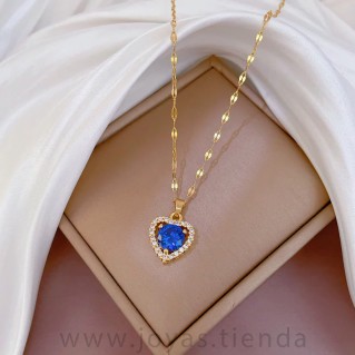 Colgante Corazón Azul con Circonitas