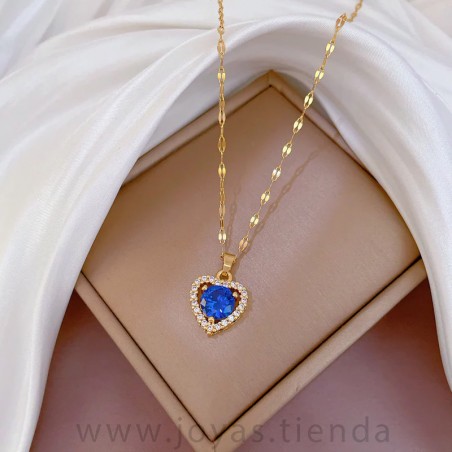 Colgante Corazón Azul con Circonitas