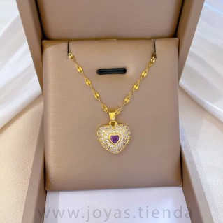 Colgante Corazón y Corazón Morado