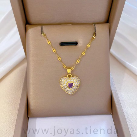 Colgante Corazón y Corazón Morado