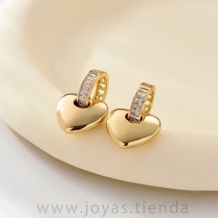 Pendientes Aro Corazón Dorado