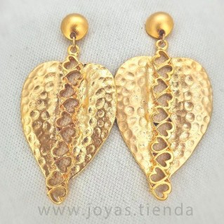 Pendientes Color Oro Hoja Corazones