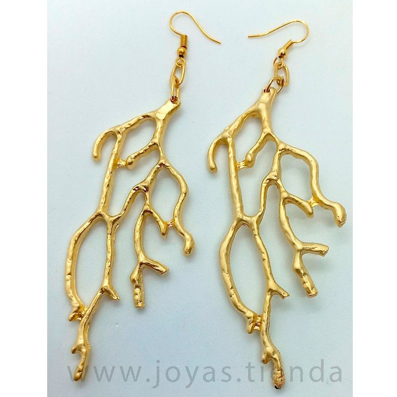 Pendientes Color Oro Rama de Árbol