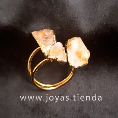 Anillo Color Oro Tres Cuarzos Duo