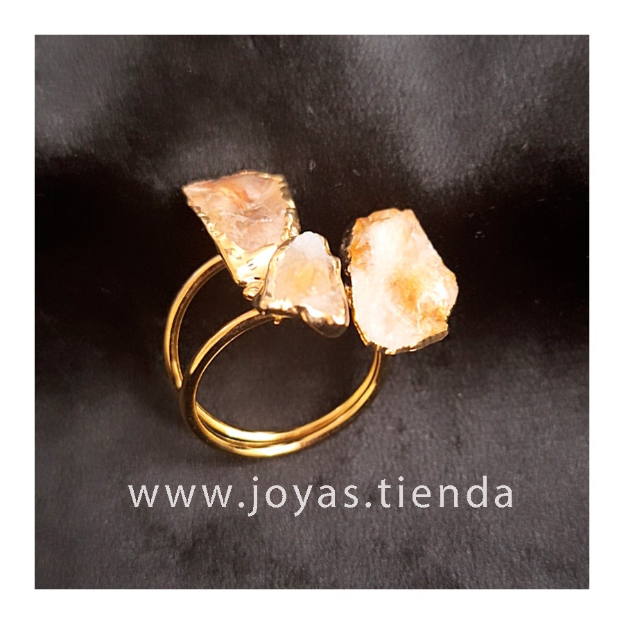 Anillo Color Oro Tres Cuarzos Duo