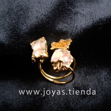 Anillo Color Oro Tres Cuarzos Trio 2