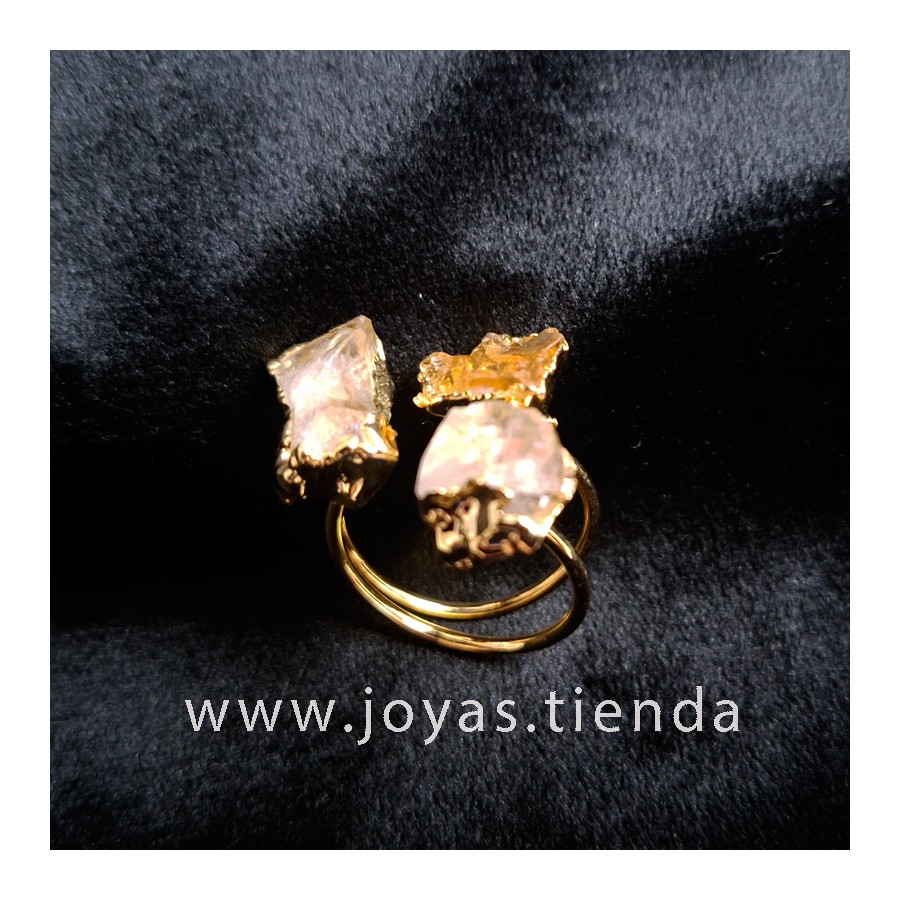 Anillo Color Oro Tres Cuarzos Trio 2