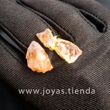 Anillo Color Oro  Tres Cuarzos Unique en Mano