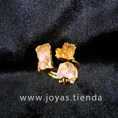 Anillo Color Oro  Tres Cuarzos Unique Arriba