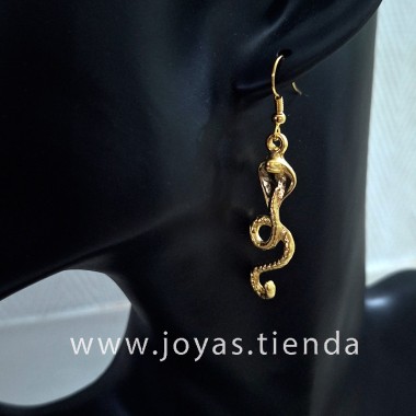 Pendientes Serpiente Cascabel Dorada