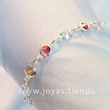 Pulsera Plata de Ley Círculos Circonitas Colores