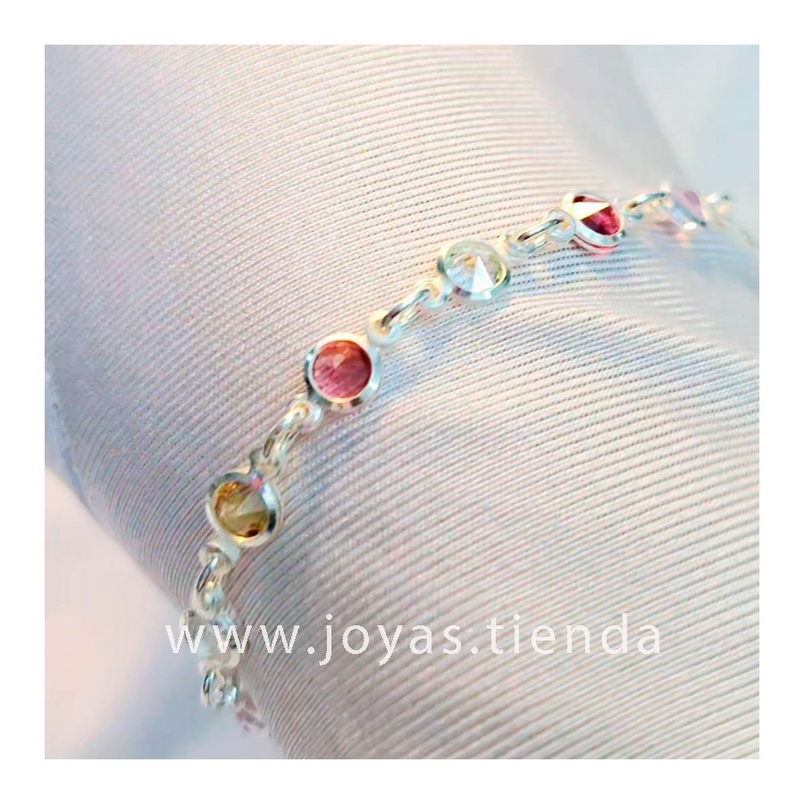 Pulsera Plata de Ley Círculos Circonitas Colores Pulsera Plata de Ley Círculos Circonitas Colores