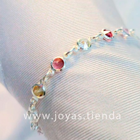 Pulsera Plata de Ley Círculos Circonitas Colores