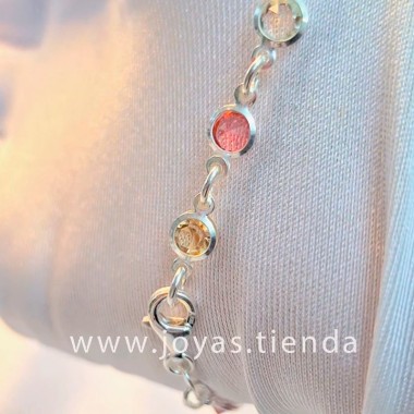 Pulsera Plata de Ley Círculos Circonitas Colores reverso