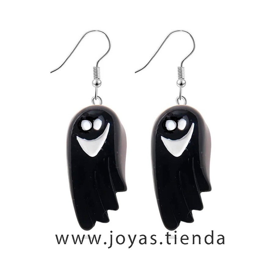 Pendientes Fantasma Gracioso Negro Halloween