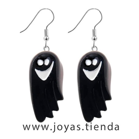 Pendientes Fantasma Gracioso Negro Halloween
