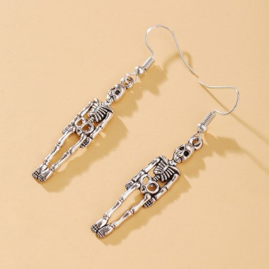 Pendientes esqueleto plateado