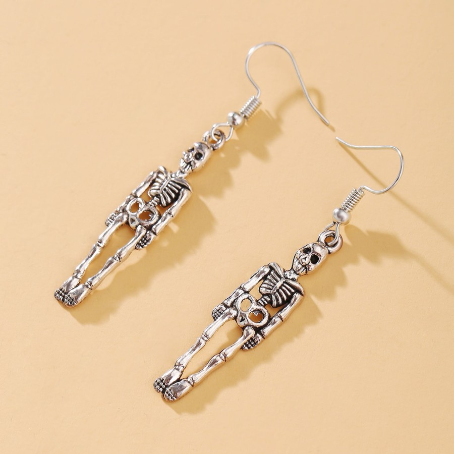 Pendientes esqueleto plateado