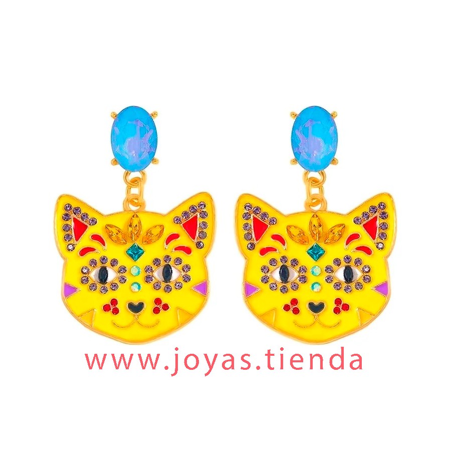 Pendientes Gato Amarillo Halloween